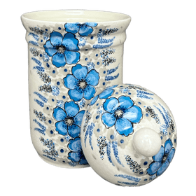 Polish Pottery Zaklady 1 Liter Container (Something Blue) | Y1243-ART374 Additional Image at PolishPotteryOutlet.com