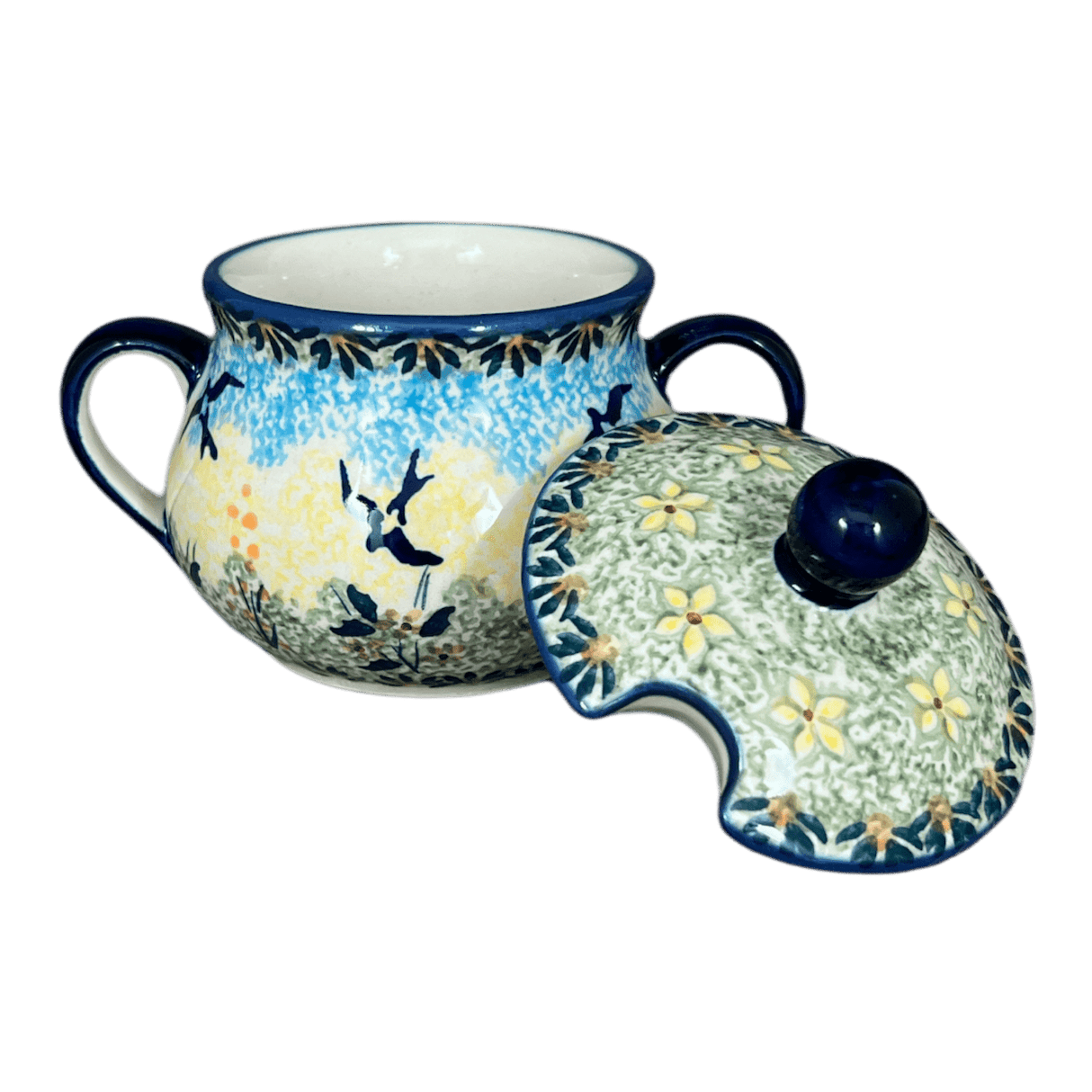 Bowl, Round, Sugar Bowl, 3.5" in "Soaring Swallows" by Manufaktura | C015S-WK57