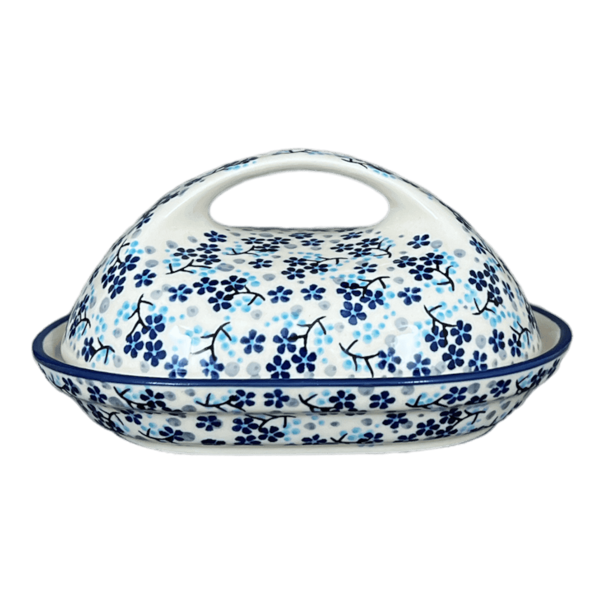 Butter Dish, Fancy, 5" x 7" in "Scattered Blues" by Manufaktura | M077S-AS45