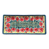 A picture of a Polish Pottery 3 Section Divided Dish (Poppies in Bloom) | P155S-JZ34 as shown at PolishPotteryOutlet.com/products/3-section-divided-dish-poppies-posies-p155s-jz34