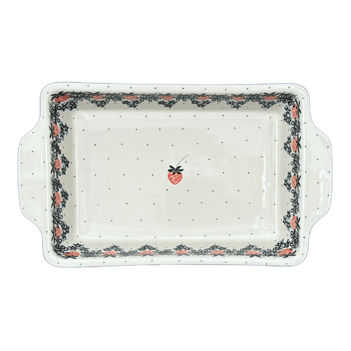 Casserole, Rectangular, Handles, 13" x 8" in "Strawberry Patch" by Ceramika Artystyczna | AA59-721X