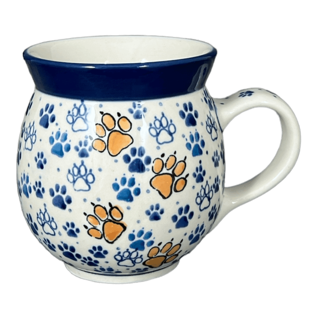 Mug, Belly Mug, 16 oz Large in "Cat Tracks" by Ceramika Artystyczna | A073-1771