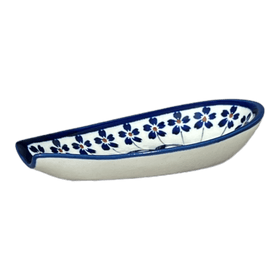 Polish Pottery Zaklady 5" Spoon Rest (Petite Floral Peacock) | Y1015-A166A Additional Image at PolishPotteryOutlet.com