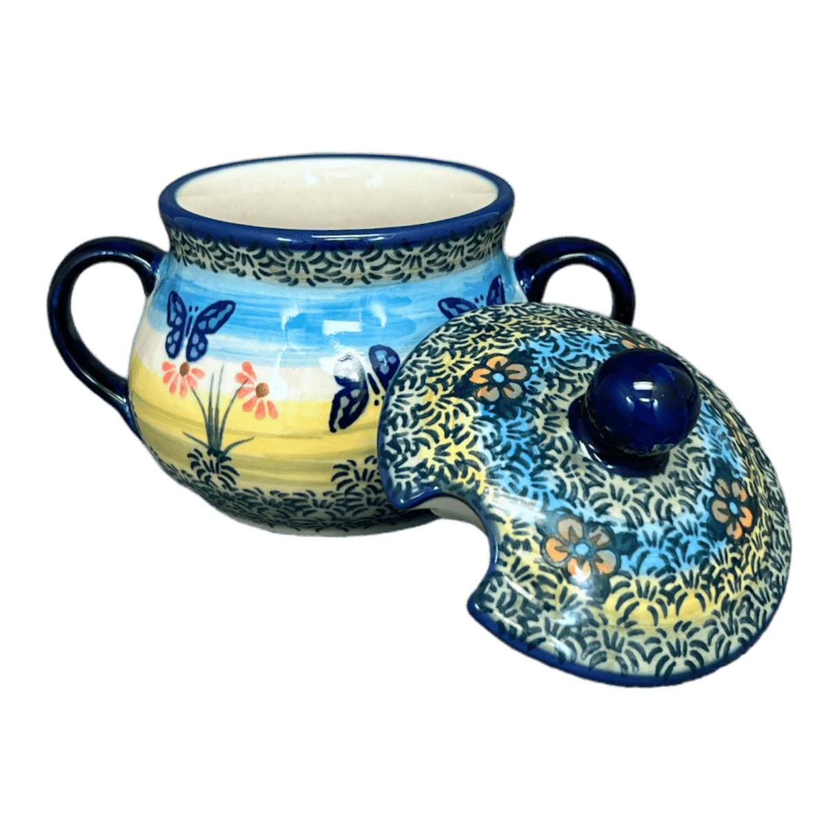 Bowl, Round, Sugar Bowl, 3.5" in "Butterflies in Flight" by Manufaktura | C015S-WKM