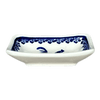 Polish Pottery Zaklady 3.75" x 2.75" Tiny Rectangular Sauce Dish (Rooster Blues) | Y2024-D1149 at PolishPotteryOutlet.com
