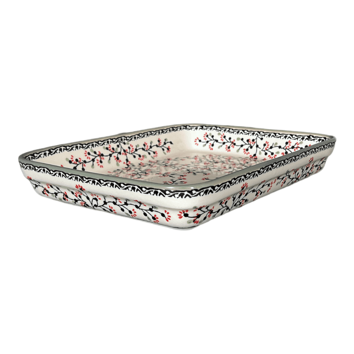 Baker, Rectangular, Shallow, 9" x 11" in "Cherry Blossoms - Solid Rim" by Manufaktura | P104S-DPGJA