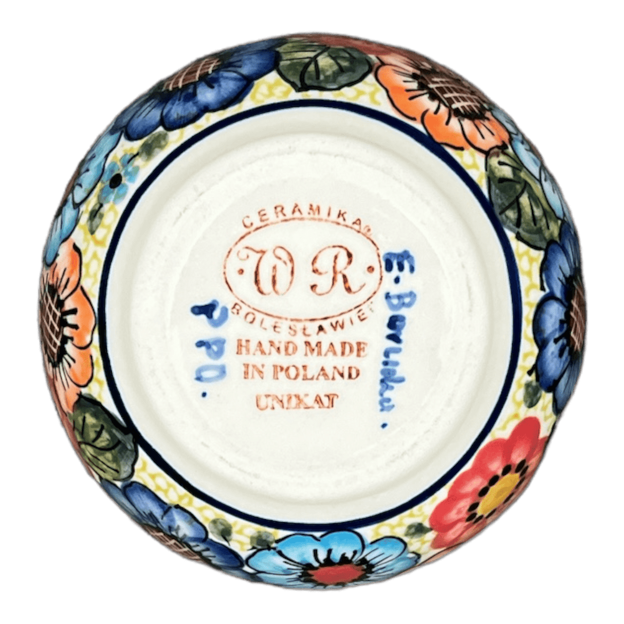 Bowl, Apple-Shaped, Sugar Bowl, 4.5". WR, WR (WR9C) in "Rainbow Field" by W.R. Ceramika | WR9C-WR54