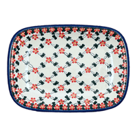 A picture of a Polish Pottery 8" x 11" Serving Tray (Red Lattice) | NDA154-20 as shown at PolishPotteryOutlet.com/products/8-x-11-serving-tray-red-lattice-nda154-20