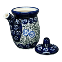 A picture of a Polish Pottery Zaklady Soy Sauce Pitcher (Spring Swirl) | Y1947-A1073A as shown at PolishPotteryOutlet.com/products/soy-sauce-pitcher-spring-swirl-y1947-a1073a
