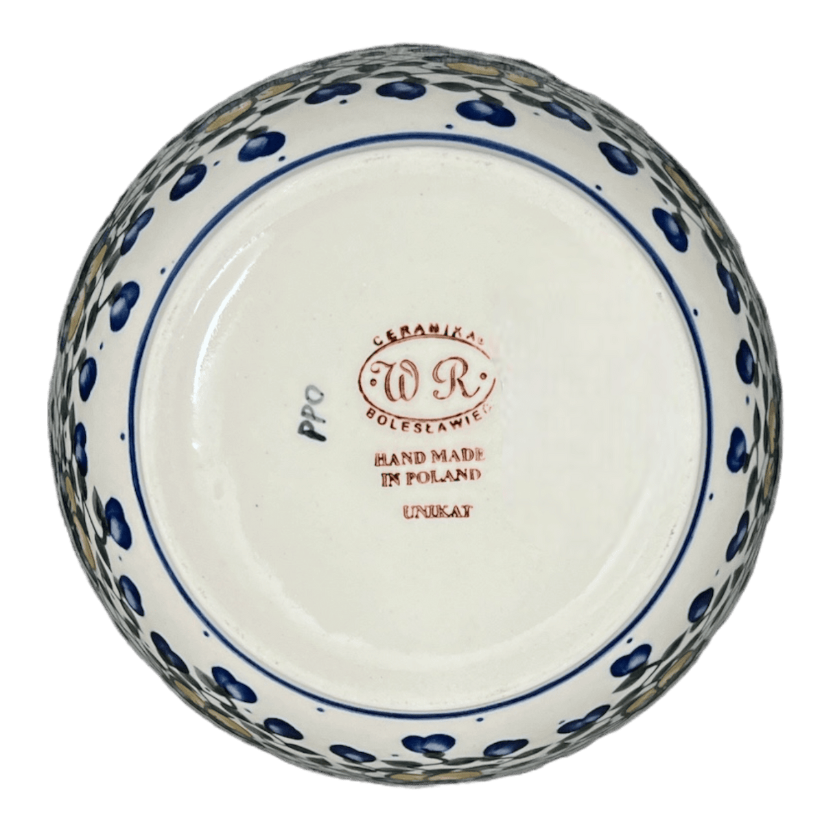 Bowl, Round, 7.75", WR (WR12D) in "Pansy Wreath" by W.R. Ceramika | WR12D-EZ2