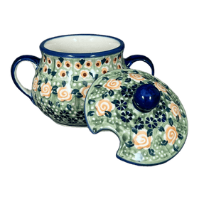 Polish Pottery 3.5" Traditional Sugar Bowl (Perennial Garden) | C015S-LM Additional Image at PolishPotteryOutlet.com