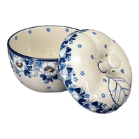 A picture of a Polish Pottery C.A. Large Apple Baker (Snow White Anemone) | A034-2222X as shown at PolishPotteryOutlet.com/products/large-apple-baker-snow-white-anemone-a034-2222x
