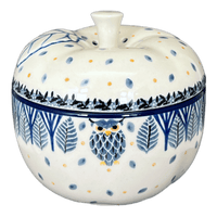 A picture of a Polish Pottery CA Large Apple Baker (Forest Owl) | A034-U4873 as shown at PolishPotteryOutlet.com/products/large-apple-baker-forest-owl-a034-u4873