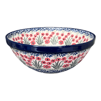 A picture of a Polish Pottery CA 9" Kitchen Bowl (Red Aster) | A056-1435X as shown at PolishPotteryOutlet.com/products/9-bowl-red-aster-a056-1435x
