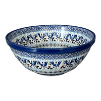 A picture of a Polish Pottery CA 7.75" Kitchen Bowl (Blue Ribbon) | A057-1026X as shown at PolishPotteryOutlet.com/products/7-75-kitchen-bowl-blue-ribbon-a057-1026x