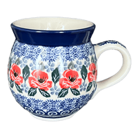 A picture of a Polish Pottery C.A. 12 oz. Belly Mug (Rosie's Garden) | A070-1490X as shown at PolishPotteryOutlet.com/products/12-oz-belly-mug-rosies-garden-a070-1490x