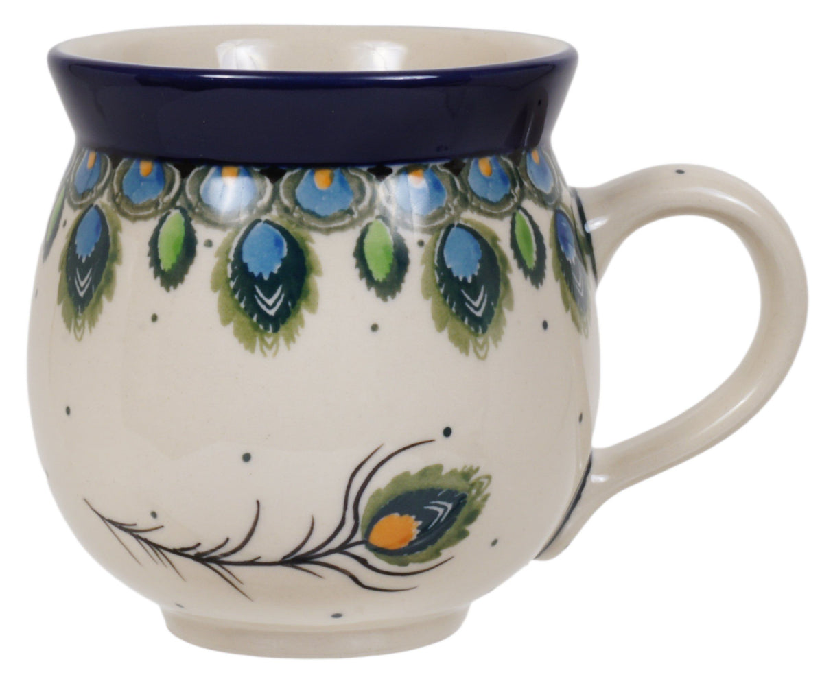 Mug, Belly Mug, 12 oz Medium in "Peacock Plume" by Ceramika Artystyczna | A070-2218X