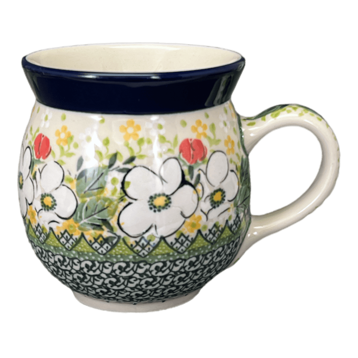 Mug, Belly Mug, 16 oz Large in "White Cosmos" by Ceramika Artystyczna | A073-U4813