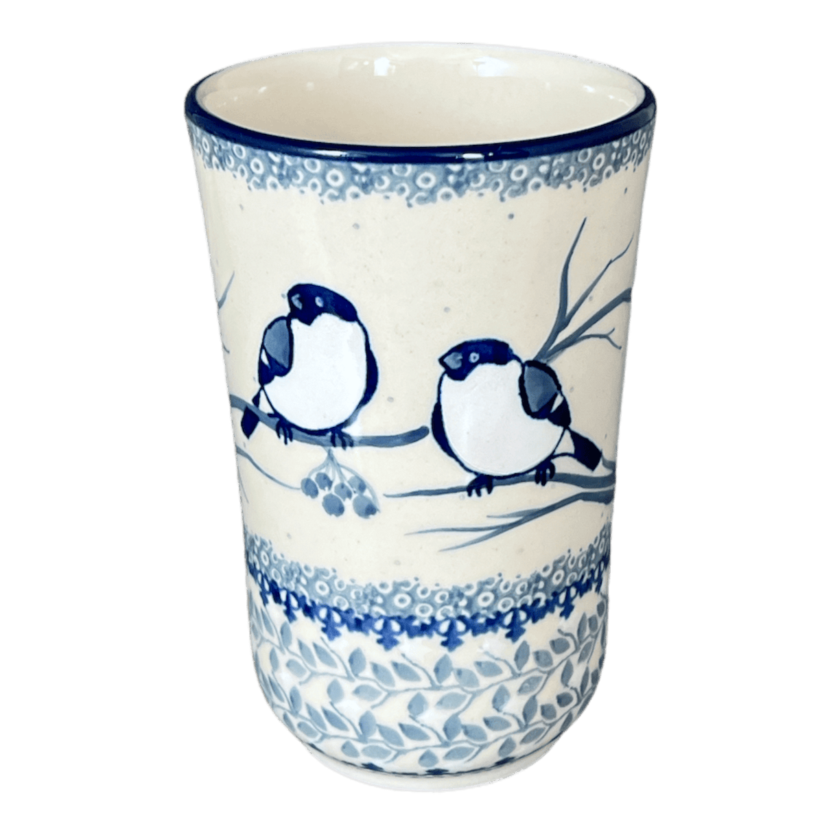 Tumbler, 12 oz in "Bullfinch on Blue" by Ceramika Artystyczna | A076-U4830