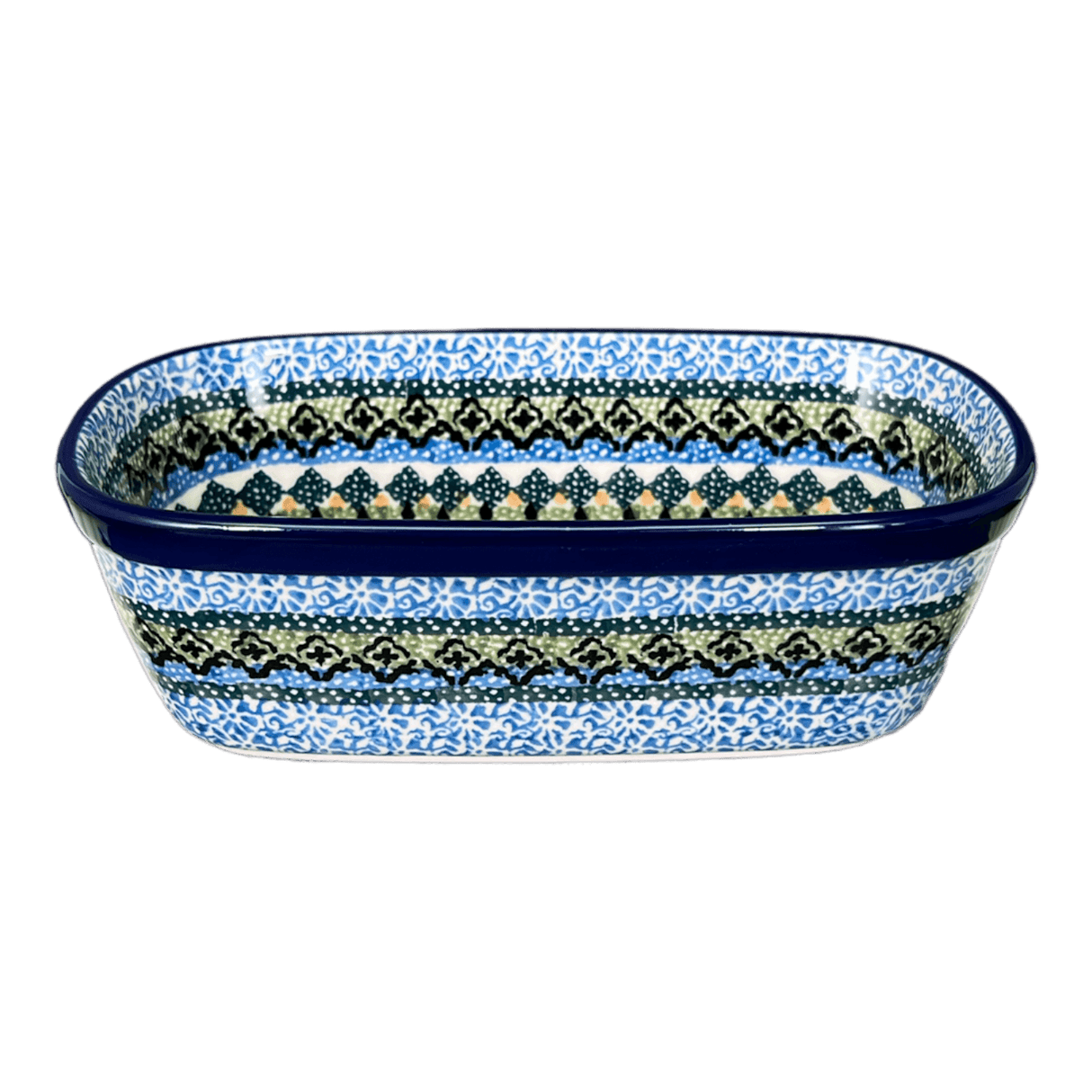 Baker, Bread, Oval, Deep, Small, 7" x 3.5" in "Aztec Blues" by Ceramika Artystyczna | A084-U4428