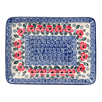A picture of a Polish Pottery CA 9.5" x 7" Tray (Rosie's Garden) | A111-1490X as shown at PolishPotteryOutlet.com/products/9-5-x-7-tray-rosies-garden-a111-1490x