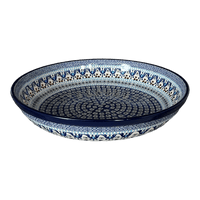 A picture of a Polish Pottery CA 12.75" Wide Shallow Bowl (Blue Ribbon) | A115-1026X as shown at PolishPotteryOutlet.com/products/12-75-wide-shallow-bowl-blue-ribbon-a115-1026x