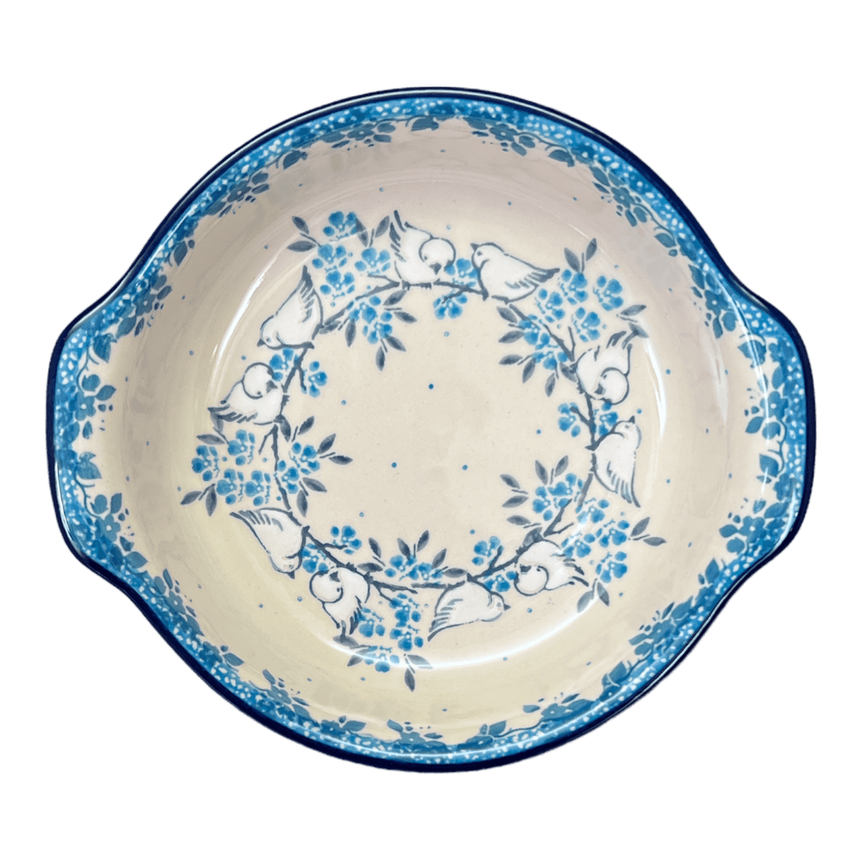 Casserole, Round, Small, 6.5" x 7.25" in "Lovebirds" by Ceramika Artystyczna | A142-2323X