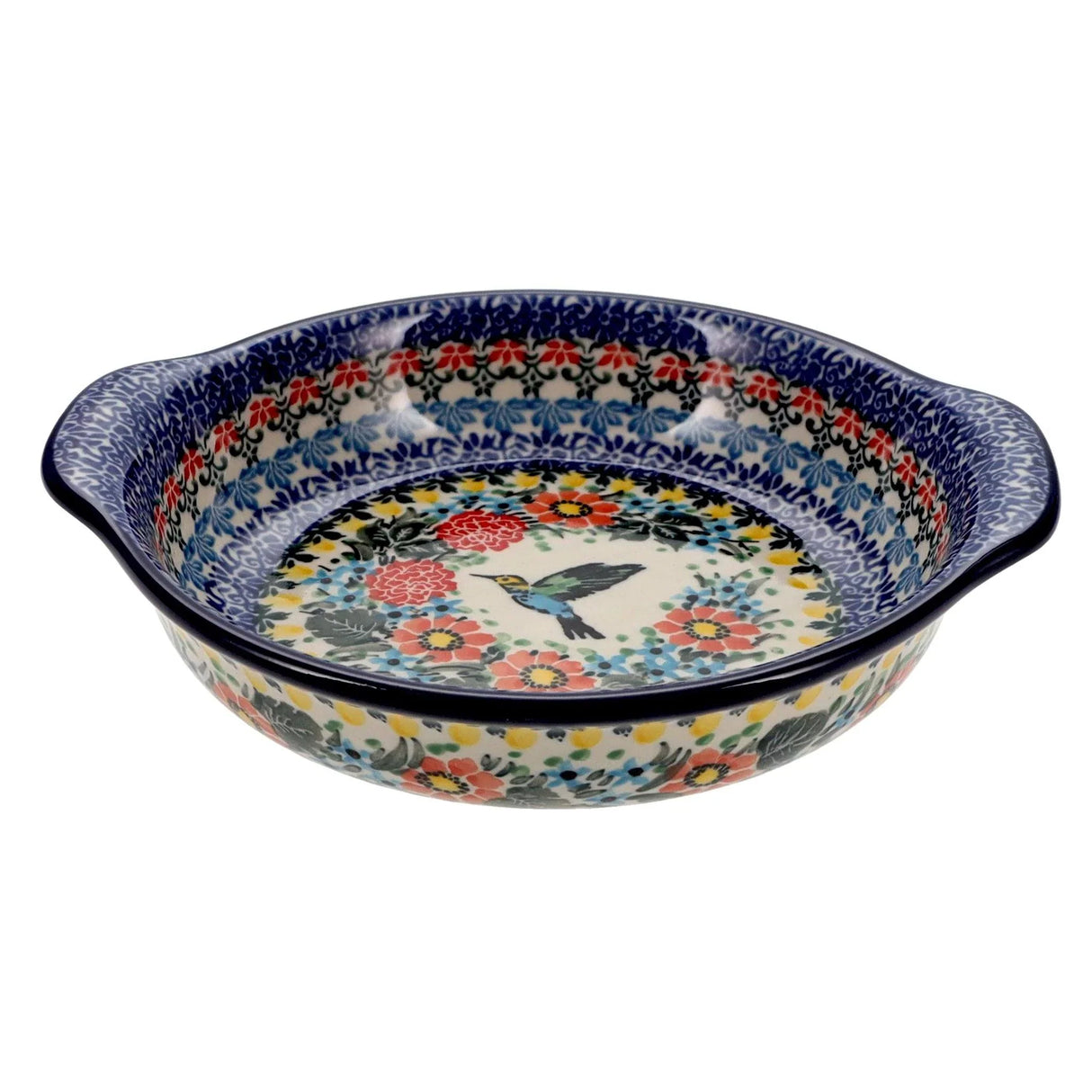 Casserole, Round, Small, 6.5" x 7.25" in "Hummingbird Bouquet" by Ceramika Artystyczna | A142-U3357