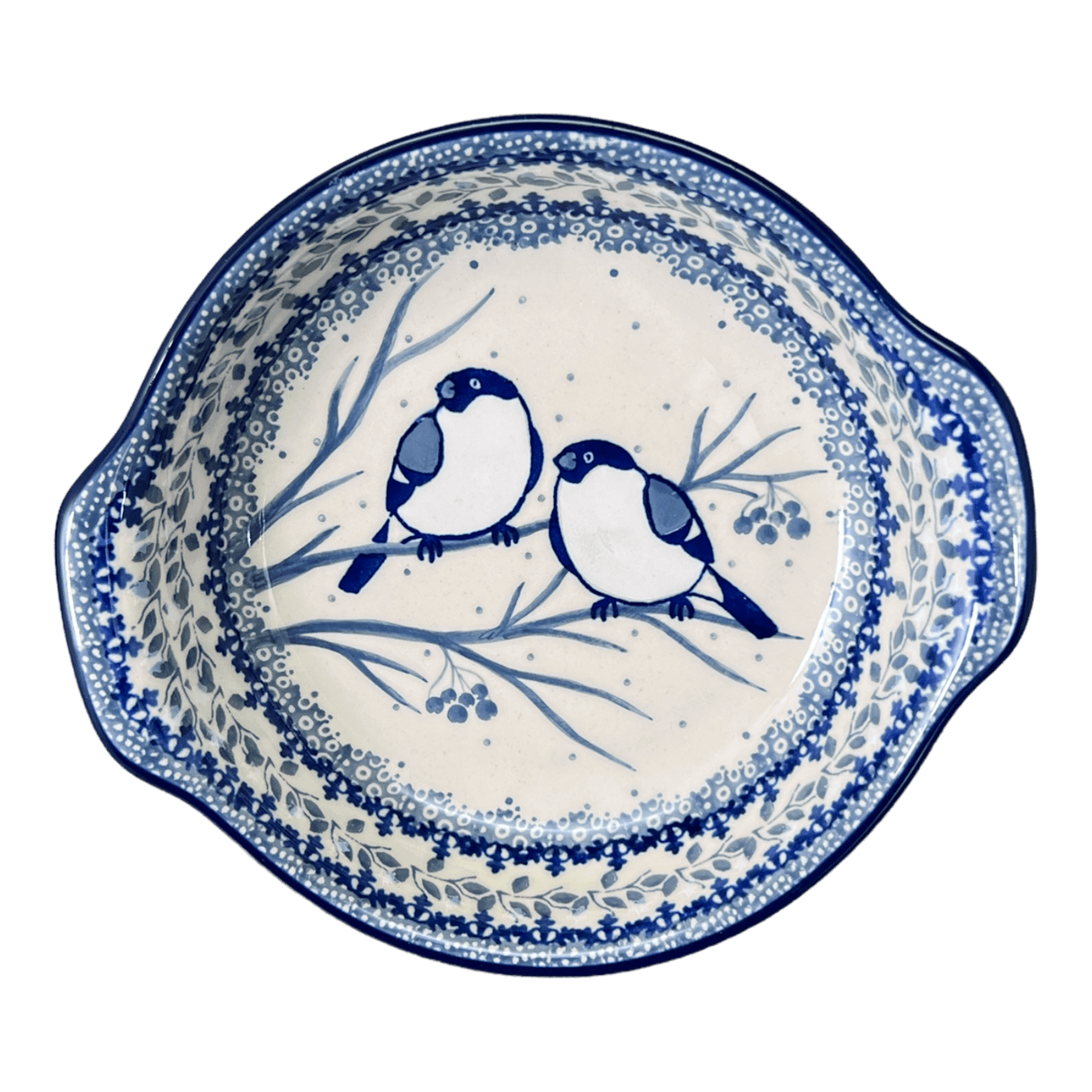 Casserole, Round, Small, 6.5" x 7.25" in "Bullfinch on Blue" by Ceramika Artystyczna | A142-U4830