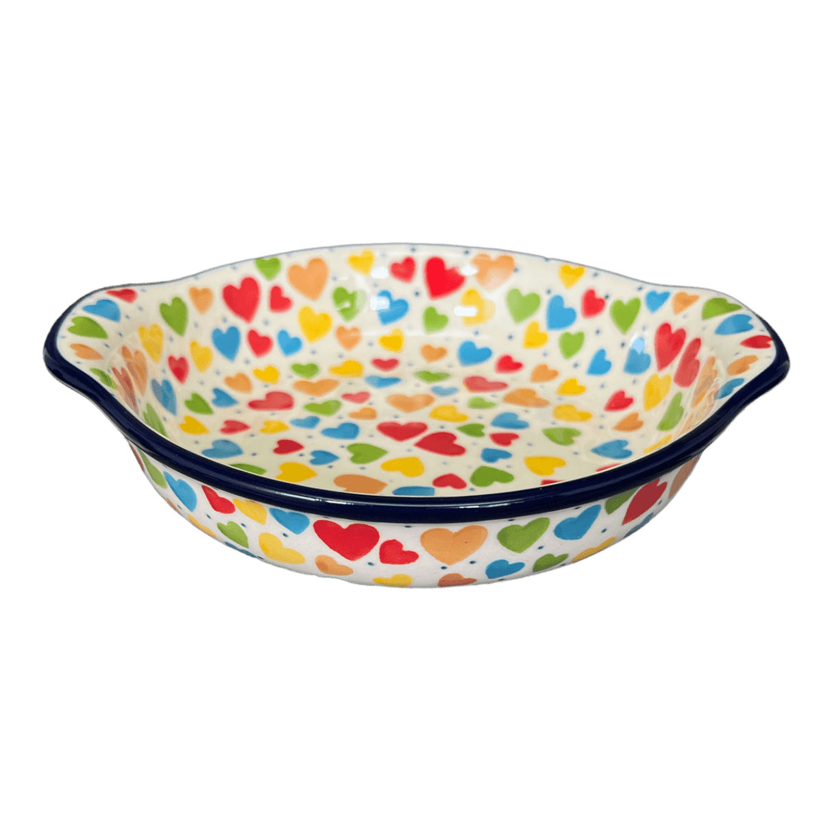 Casserole, Round, Small, 6.5" x 7.25" in "Rainbow Hearts" by Ceramika Artystyczna | A142-U4833