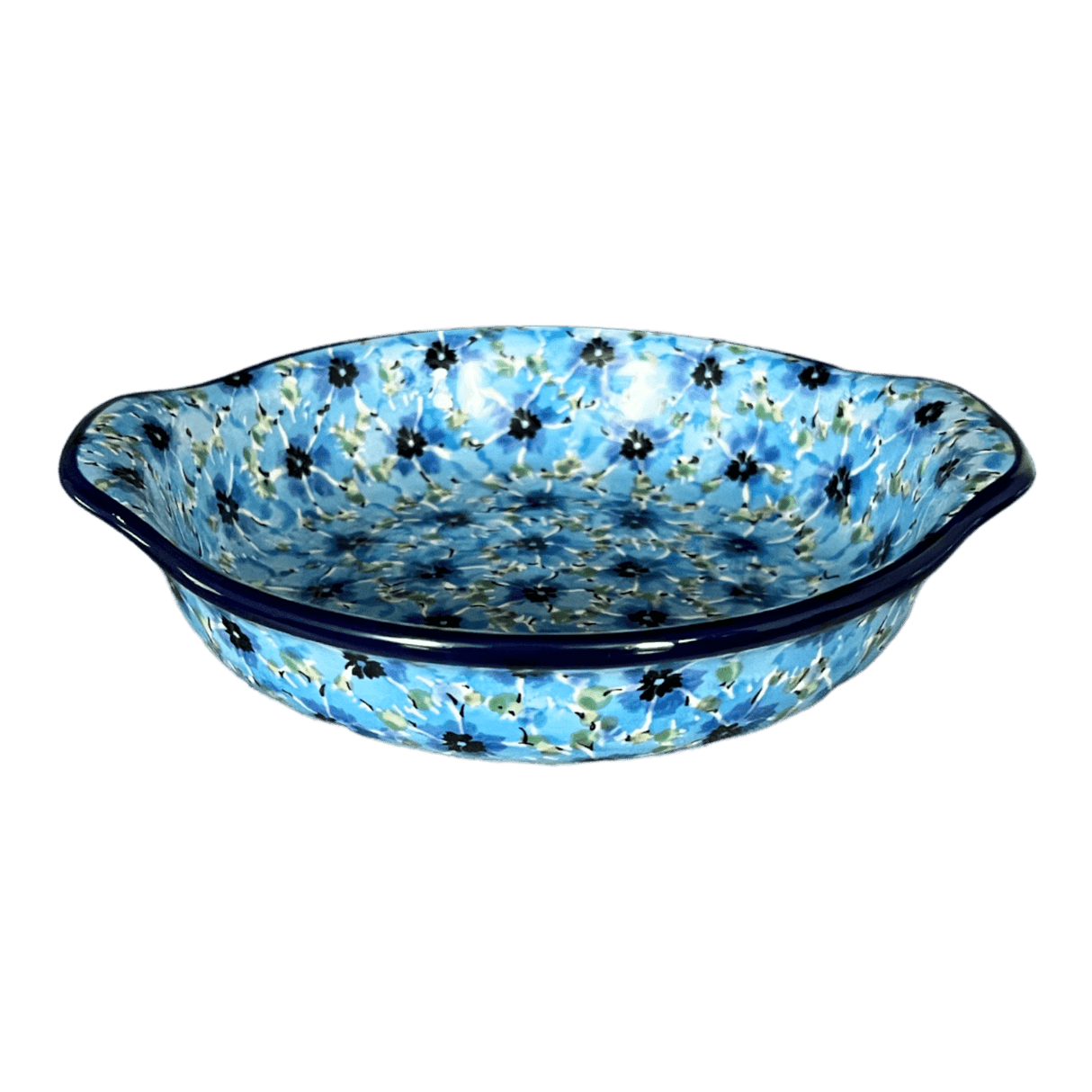 Casserole, Round, Small, 6.5" x 7.25" in "Bachelor Button Bouquet" by Ceramika Artystyczna | A142-U4929