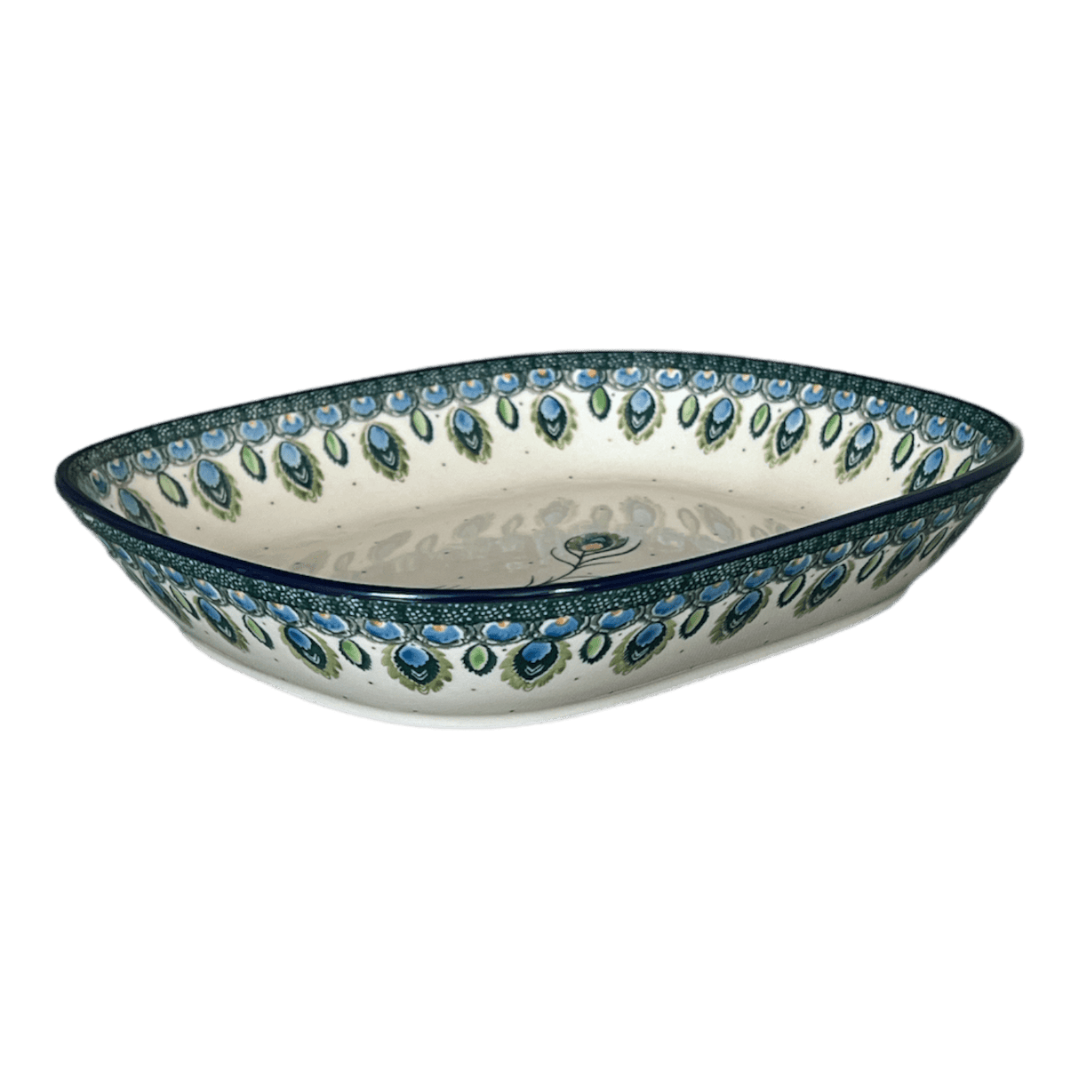 Baker, Rectangular, 9" x 10.5" in "Peacock Plume" by Ceramika Artystyczna  | A158-2218X