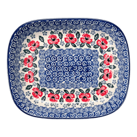 A picture of a Polish Pottery CA 7.5" x 9" Baker (Rosie's Garden) | A159-1490X as shown at PolishPotteryOutlet.com/products/7-5-x-9-baker-rosies-garden-a159-1490x