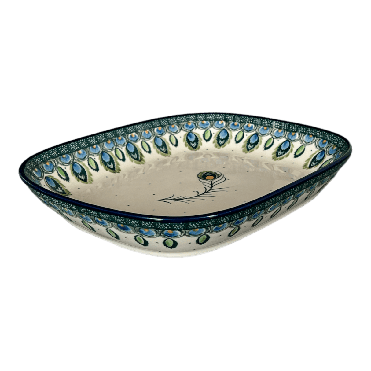 Baker, Rectangular, 7.5" x 9" in "Peacock Plume" by Ceramika Artystyczna | A159-2218X