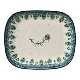 Polish Pottery CA 7.5" x 9" Baker (Peacock Plume) | A159-2218X Additional Image at PolishPotteryOutlet.com