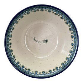 Polish Pottery CA 12.5" Bowl (Peacock Plume) | A213-2218X Additional Image at PolishPotteryOutlet.com