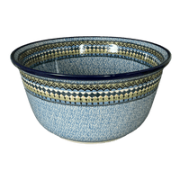 A picture of a Polish Pottery CA 12.5" Bowl (Aztec Blues) | A213-U4428 as shown at PolishPotteryOutlet.com/products/12-5-bowl-aztec-blues-a213-u4428