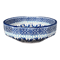A picture of a Polish Pottery CA Multangular Bowl (Blue Ribbon) | A221-1026X as shown at PolishPotteryOutlet.com/products/5-multiangular-bowl-blue-ribbon-a221-1026x