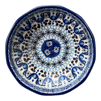 A picture of a Polish Pottery CA Multangular Bowl (Blue Ribbon) | A221-1026X as shown at PolishPotteryOutlet.com/products/5-multiangular-bowl-blue-ribbon-a221-1026x
