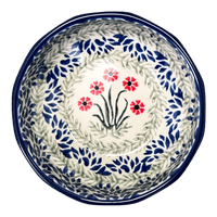 A picture of a Polish Pottery C.A. Multangular Bowl (Red Aster) | A221-1435X as shown at PolishPotteryOutlet.com/products/5-multiangular-bowl-red-aster-a221-1435x
