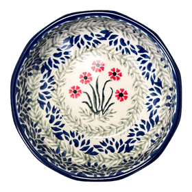 Polish Pottery CA Multangular Bowl (Red Aster) | A221-1435X Additional Image at PolishPotteryOutlet.com