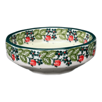 A picture of a Polish Pottery CA Multangular Bowl (Classic Rose) | A221-2120Q as shown at PolishPotteryOutlet.com/products/5-multiangular-bowl-classic-rose-a221-2120x