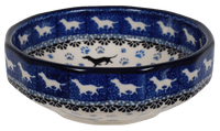 A picture of a Polish Pottery C.A. Multangular Bowl (Wiener Dog Delight) | A221-2151X as shown at PolishPotteryOutlet.com/products/5-multiangular-bowl-2151x