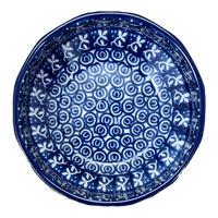 A picture of a Polish Pottery CA Multangular Bowl (Wavy Blues) | A221-905X as shown at PolishPotteryOutlet.com/products/5-multiangular-bowl-wavy-blues-a221-905x