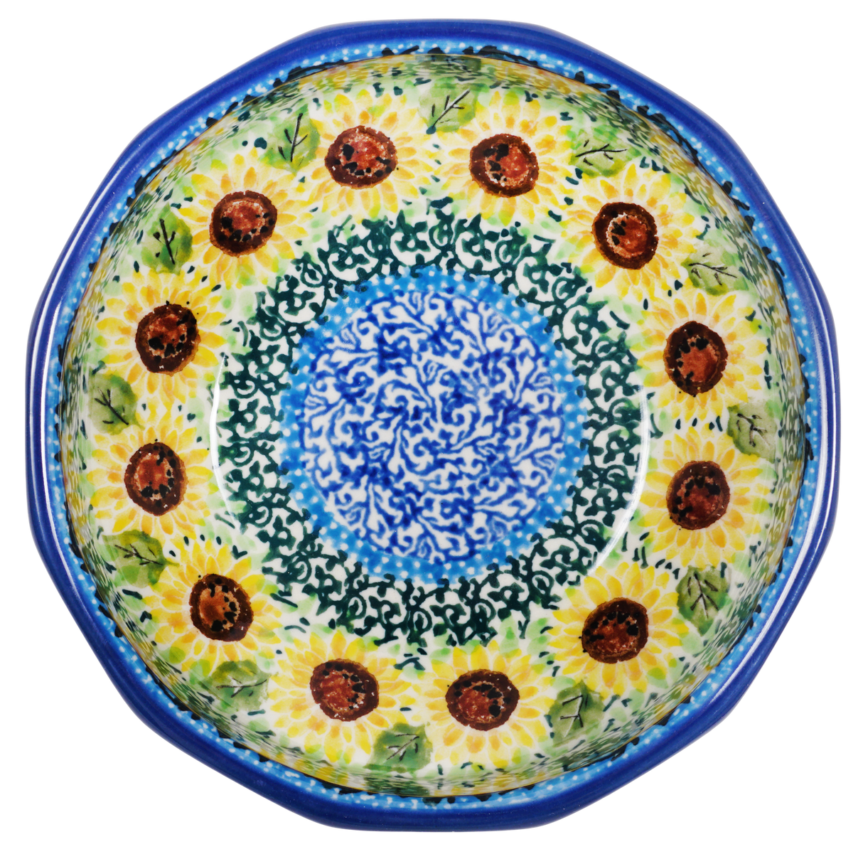Bowl, Multiangular, 5" in "Sunflowers" by Ceramika Artystyczna | A221-U4739