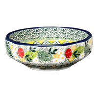 A picture of a Polish Pottery CA Multangular Bowl (Camellias) | A221-U4812 as shown at PolishPotteryOutlet.com/products/5-multiangular-bowl-camellias-a221-u4812