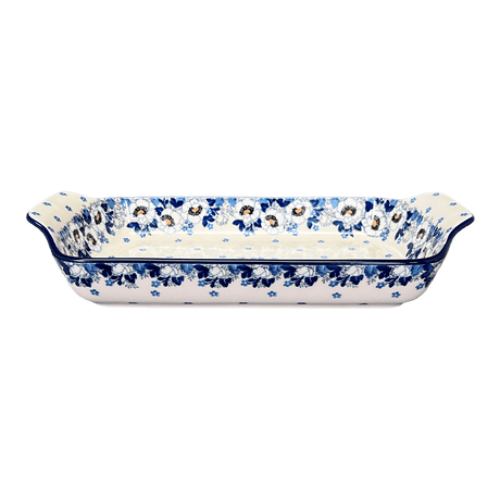 Baker, Rectangular, Shallow, 12.75" x 6.75" in "Snow White Anemone" by Ceramika Artystyczna | A280-2222X