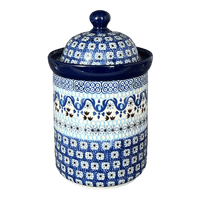 A picture of a Polish Pottery CA 1 Liter Canister (Blue Ribbon) | A491-1026X as shown at PolishPotteryOutlet.com/products/1-liter-canister-blue-ribbon-a491-1026x