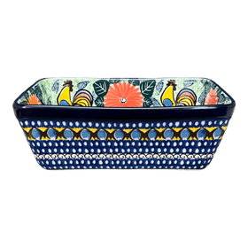 Polish Pottery 8" x 5" Bread Baker (Regal Roosters) | A603-U2617 Additional Image at PolishPotteryOutlet.com