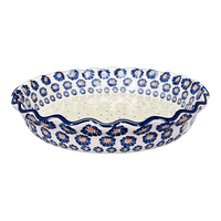 A picture of a Polish Pottery CA 10" Quiche/Pie Dish (Daisy Craze) | A636-1571X as shown at PolishPotteryOutlet.com/products/10-quiche-pie-dish-daisy-craze-a636-1571x